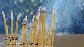  Presentation with chinese temple - Cool new presentation theme with incense stick in chinese temple backdrop and a coral colored foreground