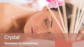  Presentation with incense - Slide deck having incense sticks - portrait of young woman getting background and a coral colored foreground