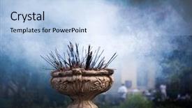  Presentation with incense sticks - PPT theme featuring incense sticks burning in front background and a light blue colored foreground