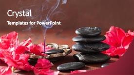  Presentation with aromatherapy massage - Beautiful PPT layouts featuring incense sticks for aromatherapy spa azalea flowers black massage stones spa backdrop and a tawny brown colored foreground