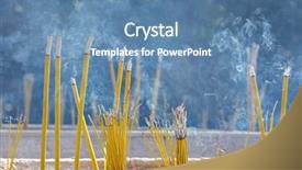  Presentation with chinese temple - Colorful slide set enhanced with incense sticks in chinese temple backdrop and a teal colored foreground