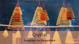 Presentation with chinese temple - Audience pleasing presentation design consisting of incenses burning in chinese temple backdrop and a coral colored foreground