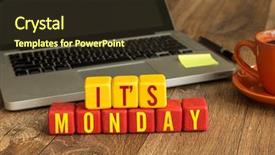  Presentation with rubiks cube - Slide deck enhanced with job incentive - it's monday written background and a tawny brown colored foreground