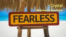  Presentation with incentive - Presentation theme featuring incentive trip - fearless sign with beach background background and a tawny brown colored foreground