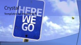  Presentation with incentive - Cool new PPT theme with incentive trip - here we go sign backdrop and a light blue colored foreground