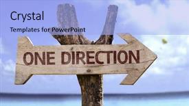  Presentation with incentive - Audience pleasing presentation theme consisting of incentive trip - one direction wooden sign backdrop and a light blue colored foreground