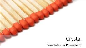  Presentation with white - Slide deck with incineration - long matches for fireplace isolated background and a  colored foreground