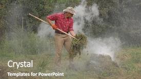  Presentation with burn - PPT layouts having incineration - man burn out dry grass background and a gray colored foreground