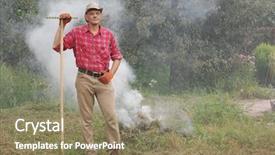  Presentation with burn - Slides enhanced with incineration - man burn out dry grass background and a coral colored foreground