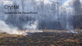  Presentation with smoke - Presentation theme having incineration - smoke from fire in wood background and a  colored foreground