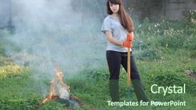  Presentation with teen girl - Slide deck featuring incineration - teen girl burn out dry background and a  colored foreground