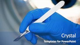  Presentation with hand surgeon - Presentation having surgical incisions - scalpel in surgeon's hand background and a ocean colored foreground