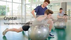  Presentation with personal - Cool new PPT theme with incite - two men exercising with personal backdrop and a mint green colored foreground