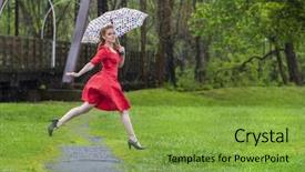  Presentation with environment community - Cool new PPT layouts with incliment weather - redhead model posing backdrop and a seafoam green colored foreground