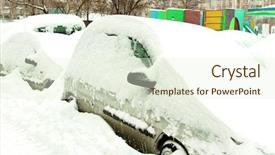  Presentation with blocked - Presentation design consisting of incliment weather - snowy cars trapped in snowdrift background and a cream colored foreground
