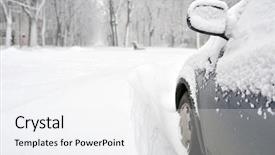  Presentation with winter weather - Colorful PPT layouts enhanced with incliment weather - vehicle covered with snow backdrop and a  colored foreground
