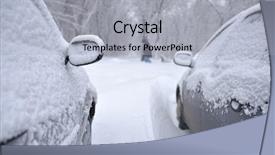  Presentation with winter weather - Slide deck enhanced with incliment weather - vehicle covered with snow background and a  colored foreground
