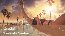  Presentation with palm tree - Audience pleasing slide deck consisting of inclination - beautiful bikini woman lying backdrop and a coral colored foreground