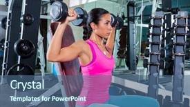  Presentation with orthopedic surgery shoulder - PPT layouts featuring inclination - girl at gym seated dumbbell background and a ocean colored foreground