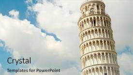  Presentation with ancient symbol writings - Presentation enhanced with inclination - leaning tower of pisa background and a light blue colored foreground
