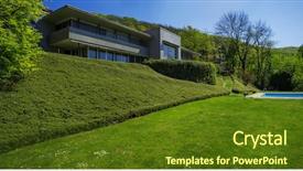  Presentation with nobody - Audience pleasing slide set consisting of inclination - outside of modern house backdrop and a tawny brown colored foreground