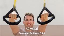  Presentation with suspension - Presentation design consisting of inclination - suspension straps exercises man training background and a coral colored foreground