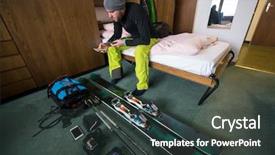  Presentation with sports wear ski goggles - Cool new presentation theme with included helmet goggles ski gloves backdrop and a dark gray colored foreground