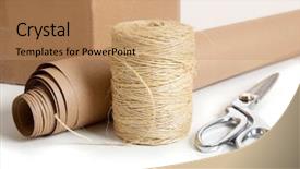  Presentation with shipping container grain gas - Presentation theme with including a box kraft paper background and a coral colored foreground