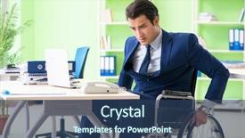  Presentation with office - Beautiful presentation featuring disabled businessman working backdrop and a ocean colored foreground