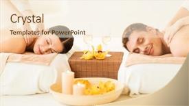  Presentation with spa salon - Audience pleasing slide deck consisting of inlcusion - picture of couple in spa backdrop and a cream colored foreground