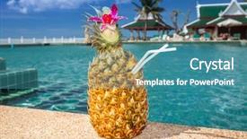 Presentation with mocktails and cocktail - Colorful PPT layouts enhanced with inlcusion - pineapple cocktail at the swimming backdrop and a teal colored foreground