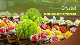  Presentation with delicious cakes pastry fruit - Beautiful slide set featuring inlcusion - set of delicious sweet cakes backdrop and a tawny brown colored foreground