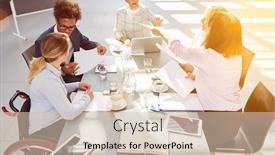  Presentation with inclusion - Theme consisting of inclusion-among-business-people-meeting background and a soft green colored foreground