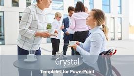  Presentation with inclusion - Beautiful presentation theme featuring inclusion-among-business-people backdrop and a gray colored foreground