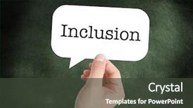  Presentation with inclusion - Beautiful presentation theme featuring inclusion written on a speechbubble backdrop and a dark gray colored foreground