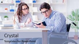  Presentation with self esteem for a college student - PPT theme consisting of inclusive education - disabled student studying and preparing background and a light blue colored foreground