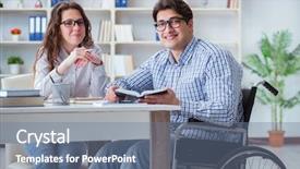  Presentation with inclusive education - Slide deck featuring inclusive education - disabled student studying and preparing background and a ocean colored foreground