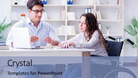  Presentation with self esteem for a college student - Theme having inclusive education - disabled student studying and preparing background and a teal colored foreground