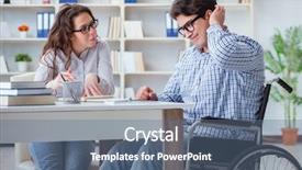  Presentation with college - Colorful theme enhanced with inclusive education - disabled student studying and preparing backdrop and a ocean colored foreground