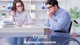  Presentation with college student money - Colorful slides enhanced with inclusive education - disabled student studying and preparing backdrop and a ocean colored foreground