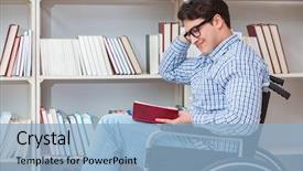  Presentation with inclusive education - Audience pleasing theme consisting of inclusive education - disabled student studying backdrop and a light blue colored foreground