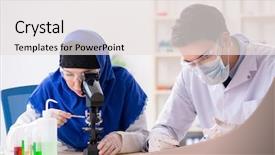  Presentation with lab - PPT theme consisting of inclusive education - two chemists working background and a  colored foreground
