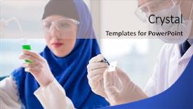  Presentation with consumer product innovation lab - Beautiful PPT layouts featuring inclusive education - two chemists working backdrop and a soft green colored foreground