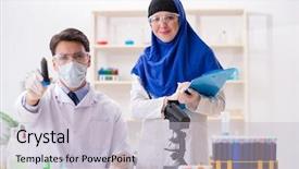  Presentation with lab - Slide deck with inclusive education - two chemists working background and a  colored foreground