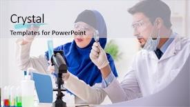  Presentation with inclusive education - Slide deck featuring inclusive education - two chemists working background and a sky blue colored foreground