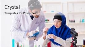  Presentation with lab - Cool new presentation design with inclusive education - two chemists working backdrop and a white colored foreground