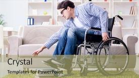  Presentation with student - Presentation design featuring inclusive education - young student studying at home background and a mint green colored foreground