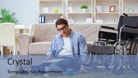  Presentation with student - Presentation design with inclusive education - young student studying at home background and a teal colored foreground