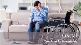  Presentation with disability - Theme having inclusive learning college - young student on wheelchair background and a  colored foreground