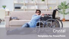  Presentation with disability - Colorful PPT theme enhanced with inclusive learning college - young student on wheelchair backdrop and a gray colored foreground